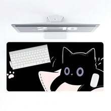 Black Cat Mouse Pad Cute Art Large Desk Mat 35.4x15.7 Inch Desk Accessories Rubber Base With Stitched Edge Non-Slip Keyboard Pad For Office Home Computer As Gifts For Men Women Friends - Multicolor - View 6