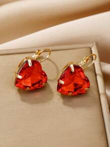 1 对女士耳环，金属心形亚克力锆石心形耳环，浪漫多巴胺心形耳环，简约吊坠耳环，时尚优雅亚克力耳环，防过敏珠宝礼物，适合派对、节日 - 彩色 - 查看 6