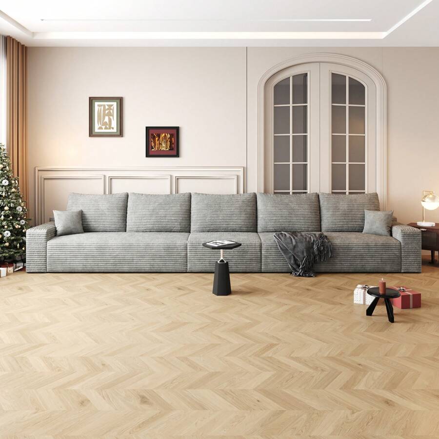 LUCKHAO 168" Cloud Sectional Couch,Modern Modular Sofa With Deep Seat, Upholstered Couches For Living Room Bedroom,No Assembly Required - 5座(灰色) - 查看 1