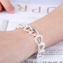 1 pieza Elegante brazalete de cadena de color plateado de 8 pulgadas con diseño exquisito de doble capa en estilo punk y efecto de escarcha, joyería de moda para mujer, ideal para bodas, cumpleaños y fiestas