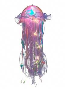 Kit 10 Hermosas Medusas Colgantes Luz Led Multicolor Adorno Fiestas Hogar - Multicolor - Ver 5