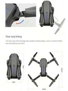 1 台多功能黑色无人机 E88，配备 720P 摄像头、1800mAh 电池，可延长飞行时间、光流可实现稳定飞行、360° 旋转特技、价格实惠的无人机玩具，是节日和生日的理想礼物 - 黑色 - 查看 7