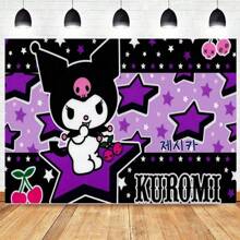 Sanrio 派对装饰 Kuromi 卡通动画派对背景 生日派对节日庆祝阵亡将士纪念日活动派对用品 Kuromi 好友礼品礼物节日赠品 拍照留言背景 - 彩色 - 查看 14