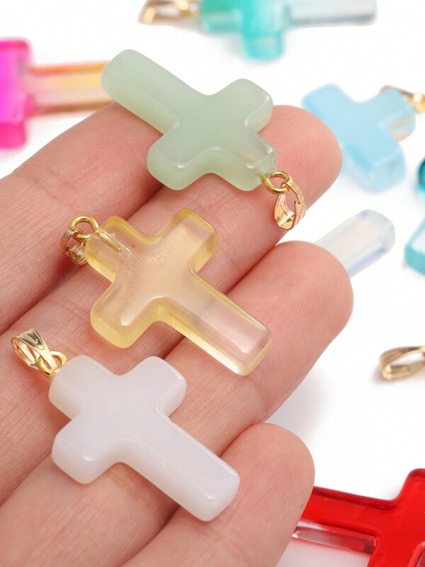 10 piezas Cuentas de vidrio lampwork checo de 18*25mm con cruz para hacer collares, aretes y accesorios de joyería