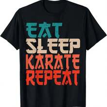 Funny Karate T-Shirt Aesthetic Clothes Vintage Clothes Graphic T Shirts Y2k Top Harajuku All-Match Streetwear O-Neck Short-Sleev - Black - View 1