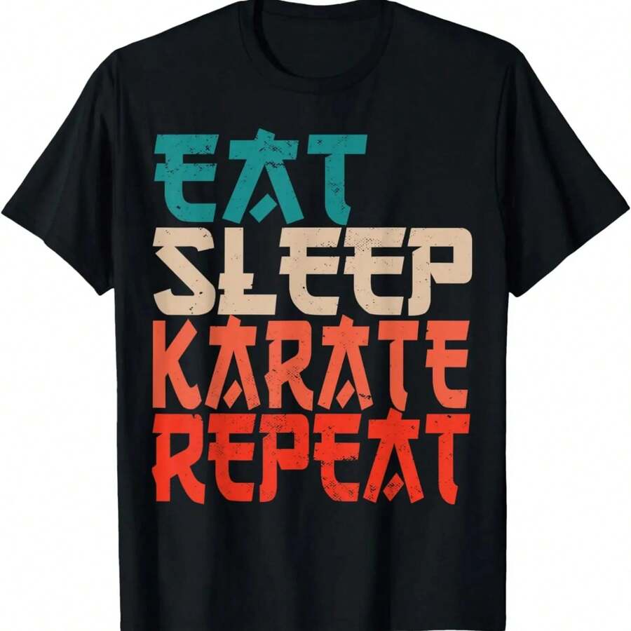 Funny Karate T-Shirt Aesthetic Clothes Vintage Clothes Graphic T Shirts Y2k Top Harajuku All-Match Streetwear O-Neck Short-Sleev - Black - View 1