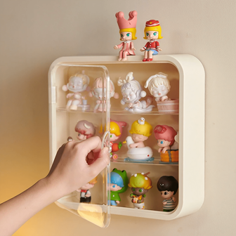 1/120pcs Blind Box Figurine Display Cabinet, Wall Mounted Display Cabinet, Transparent Acrylic Figurine Display Rack, Dust-Proof Doll Toy Storage And Organizing Box, No Drilling Required