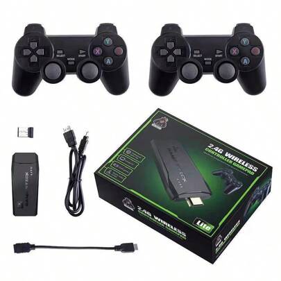 Consola de Juegos M8 Retro Inalámbrica 64G,más de 10000 Juegos Integrados, Salida  TV Videojuegos, con Controladores Inalámbricos Duales de 2.4 G,Mini Consola Retro Con Memoria 20000 Juegos 4k Con Controles