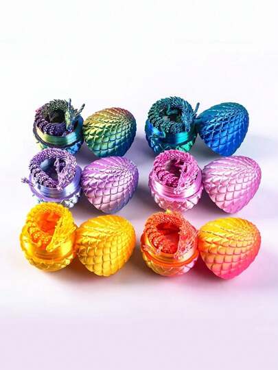 A Hinged Crystal Dragon Statue With Surprise Eggs - Flexible 3D Printed Dragon Statue Home Decoration, Suitable For Various Room Types, Collectible Plastic Toy, Can Be Used Indoors And Outdoors, Very Suitable For Festivals Christmas, Halloween, Easter, Thanksgiving, St. Patrick's Day - No Electricity Required