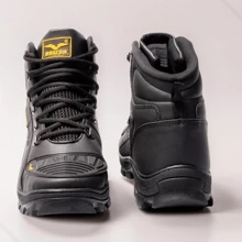 Men's Waterproof Leather Rain Boot With Gel Insole And Protective Toe Cap For Motorcycle Work - 黑色 - 查看 4