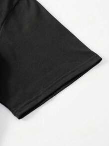 大码女式卡通宽松基础款落肩T恤图案上衣