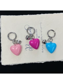6 件装亚克力心形钥匙扣装饰吊坠 - 彩色 - 查看 4