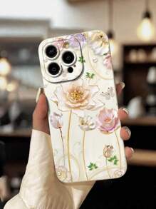 2pcs Couple Ceramic Embossed Floral Painted Drop-Proof Phone Case Compatible With Iphone P14 Pro Max P13 Cartoon P11 P12 XR Cartoon 7 8 GES2 XS, IPhone P15, P16, P16 Pro Max, S24, A04, A12, A13, A14, A21s, A22, A23, A24, A32, A33 A34, A5, A51, A52, A53, A54, A71, A72, A73, S20 FE, S21, S22, Redmi 9, 9A, 10A, 10C, Note 9, Note 10, Note 11, Note 12, 12, 12C