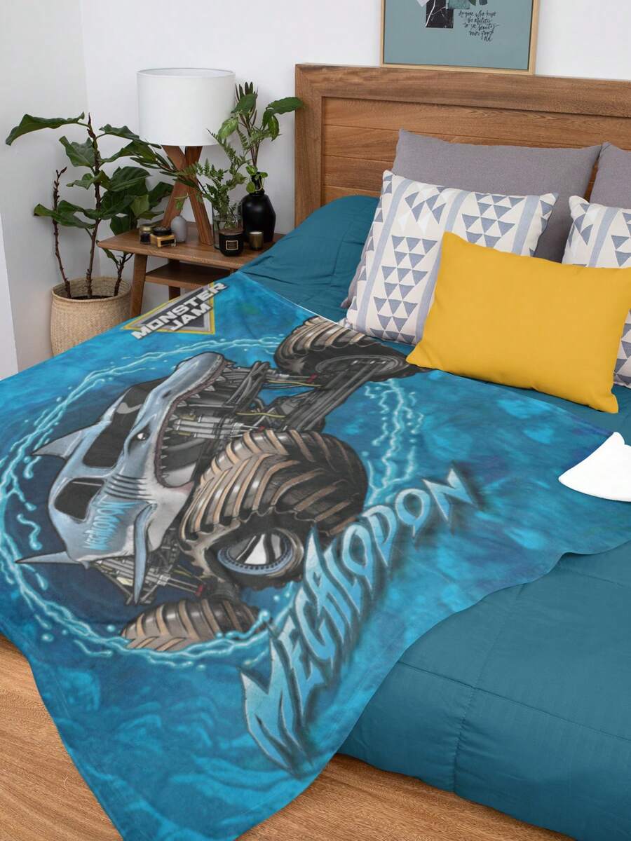 Monster Jam Megalodon Monster Truck Soft Fleece Plush Throw Blanket - 藍色 - 查看 1