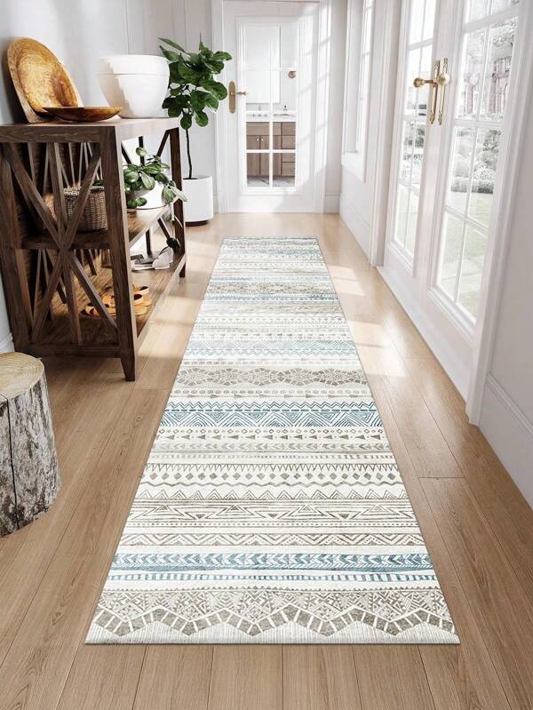 1pc Tapete de área longa estilo boêmio, adequado para sala de estar ao lado do sofá, cabeceira do quarto, banheiro, cozinha, corredor, tapete macio absorvente, capacho de entrada, decoração de casa
