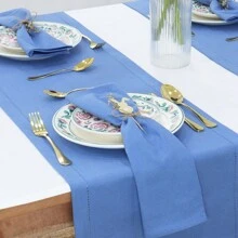 12pcs Solid Color Cloth Napkins, Washable Cotton Table Napkin For Household Dining Fall Autumn Decor Wedding Hotel 45*45cm - 淺藍色 - 查看 4