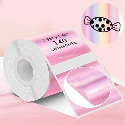 1/2 Roll Gradient Color Label Stickers Compatible With Phomemo M110/M102 Label Maker, Thermal Adhesive Printing Paper, Suitable For Phomemo P1/P2 Square/Round Transparent Thermal Labels,School Supplies,Back To School