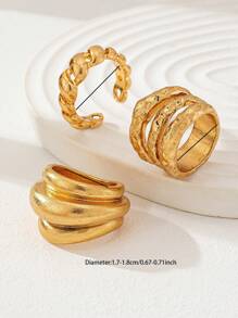3 Pcs Summer Vocation Beach Sea Star Starfish Design Golden Color Rings Set For Women