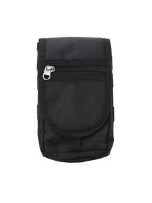 男士大容量钱包，带手机袋、多功能工具卡套、翻盖手机包（带腰带环）、3个隔层、休闲笔槽，兼容腰带（拉链颜色随机） - 黑色 - 查看 11