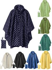 1 pièce Imperméable à capuche unisexe avec poche et sac de transport, coupe-pluie style poncho zippé léger, convient pour la randonnée et le camping