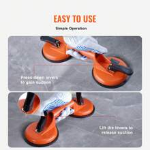 Glass Suction Cup, 4.7/8/10" 330/615/990 Lbs Load Capacity, Vacuum Suction Cup With ABS Or Aluminum Handle, Heavy Duty Industrial Suction Cup Lifter Tool For Glass, Granite, Tile, Metal, Wood Panel Lifting - 4.7", Aluminum Handle, 2 Pack - View 3
