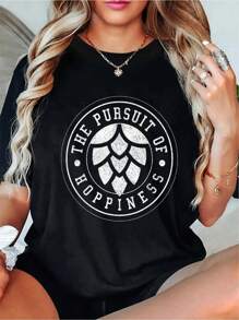 100% Cotton Beer Brewer T-Shirt - Craft Beer Hops IPA Hoppiness Gift T-Shirt - Women's Casual Short Sleeve Crew Neck T-Shirt For Spring & Summer - Comfortable, Relaxed Fit, Printed Graphic Tee For  Sport Lovers