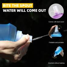 WRELS 1pc Lightweight Foldable Sports Water Bottle With Hanging Ring, Outdoor Cycling Running Hiking Fitness Sports Bottle