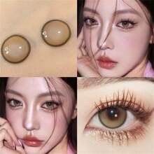 Limerence Brown Big Beauty Pupil Cosmic Contact Lens Small Diameter Myopia Colored Natural Contact Lenses 2 Pieces Summer Gift For Girls Eye Make Up Yearly