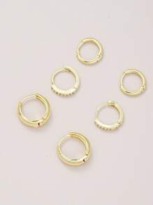 6 件优雅简约铜锆石装饰耳环套装，女士度假派对日常搭配礼物 - 款式一 - 查看 4