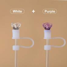 1pc/2pcs/6pcs Rhinestone Straw Cap, Suitabl E For Cups 30oz And 40oz, Dustproof Silicone Straw Caps, Reusable Straw Cover For 10mm (0.4in) Straws, Cup Accessories