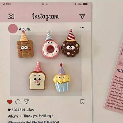 5个/10个卡通饼干吐司冰箱贴，适用于厨房、办公室白板装饰、节日装饰、家居装饰、厨房用品、冰箱装饰，节日最佳礼物