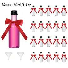 Set de 10/32/2 botellas de vino plásticas vacías decoradas con una cinta roja, con tapa de rosca que no se fuga fácilmente, ligeras y portátiles, se pueden llenar con jugo de frutas/bebidas espirituosas/jengibre/whisky, adecuadas para bodas, fiestas, arte. - Multicolor - Ver 15