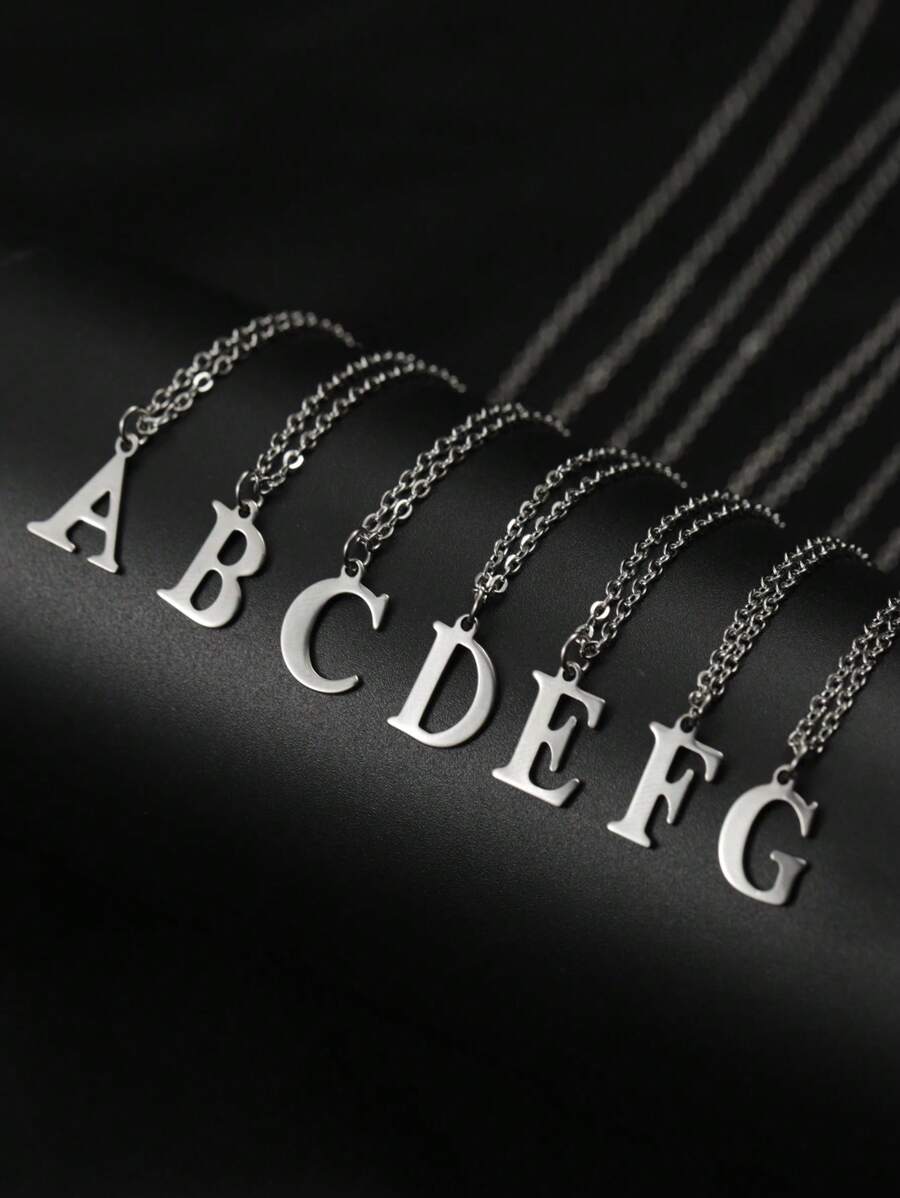 1 件钛钢 26 英文字母吊坠项链配不锈钢链