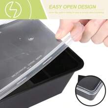 10PCS Plastic Disposable Food Containers Black Take Out Containers With Lid For Salads Sandwiches  Kitchen Fridge Storage Boxes - 白色 - 查看 5