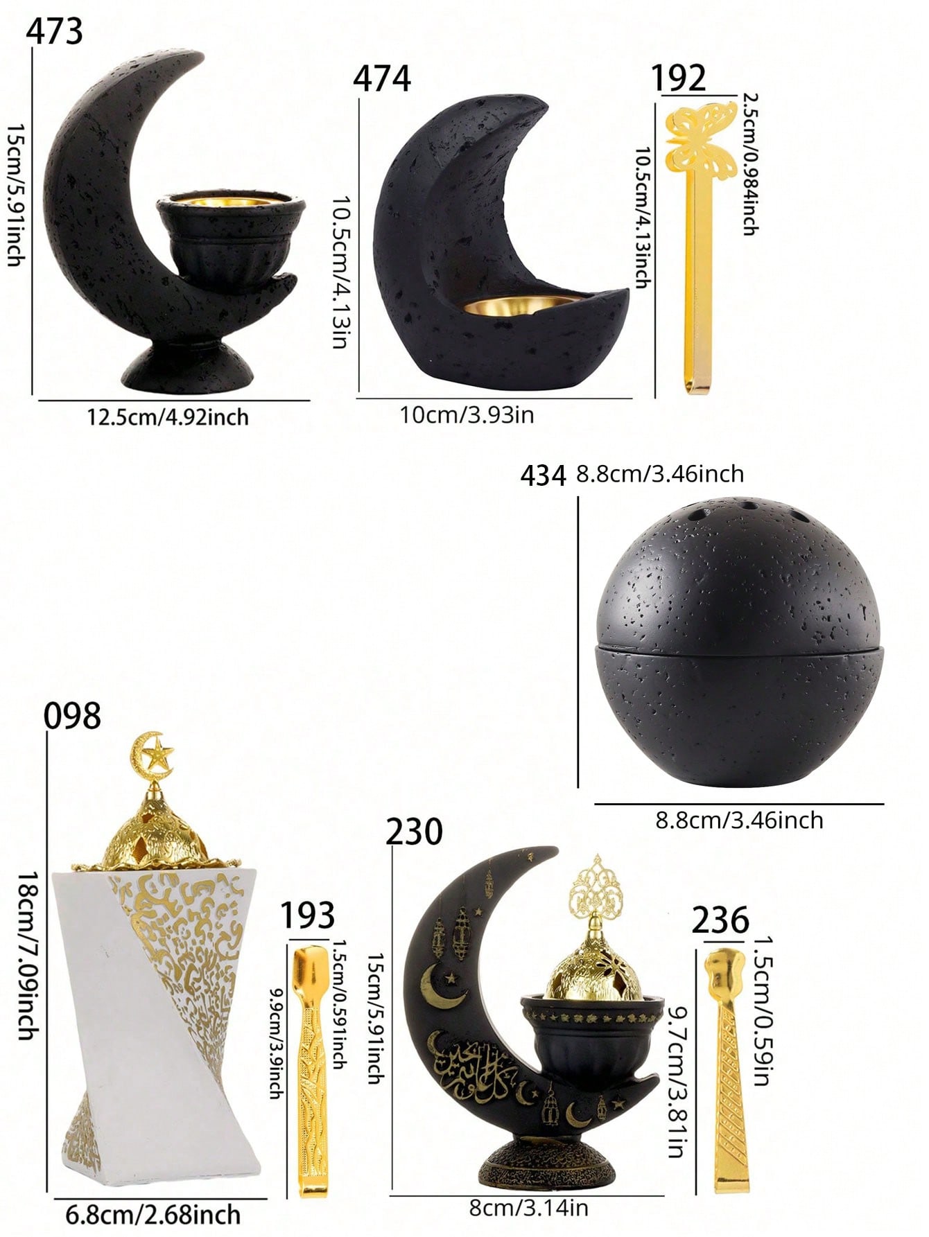 1 قطعة/مجموعة حامل بخور على شكل هلال أبيض وأسود بت...