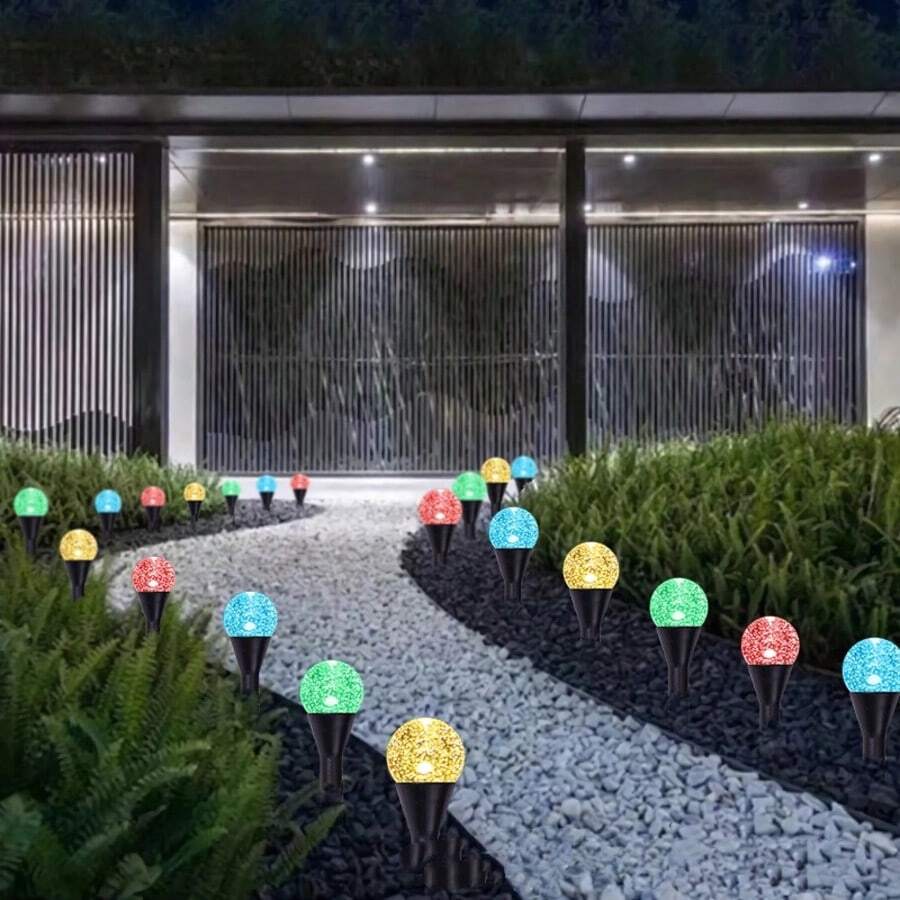 30 Lights/50 Lights Solar LED Outdoor Lights, Lawn Patio Garden Villa Decorative Lights, Solar Ground Plug Bubble Globe Lights, Suitable For Party Camping, Garden Lawn Lighting Decoration - 彩色30燈 - 查看 1
