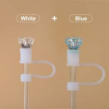1pc/2pcs/6pcs Rhinestone Straw Cap, Suitabl E For Cups 30oz And 40oz, Dustproof Silicone Straw Caps, Reusable Straw Cover For 10mm (0.4in) Straws, Cup Accessories