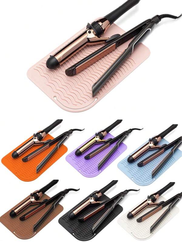 Curling Iron Protection Pads, Heat-Resistant Silicone Mat Cover, Portable Travel Mat Cover, Suitable For Salon, Beauty, Travel Essentials,For Holiday Beach, Bathroom Collection, Bedroom Collection, Large Capacity