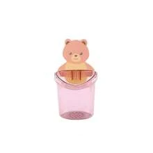 1pc Cartoon Bear Bathroom Organizer Rack, No-Drill Toothbrush Toothpaste Holder Wall Shelf