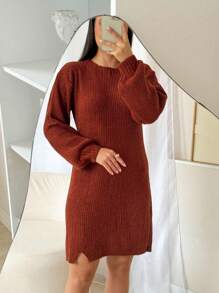 TRICOT Mousse Dress With Side Slits - TILE - View 1