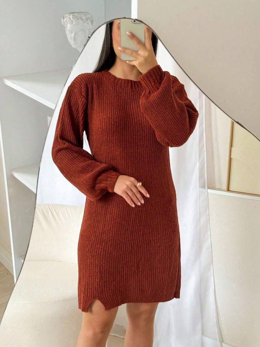 TRICOT Mousse Dress With Side Slits - TILE - View 1