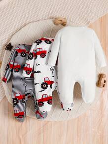 Conjunto de 3 piezas de pelele/mono estampado de rayas para bebé niño