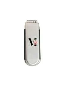 Gương trang điểm và làm tóc gấp gọn 2 trong 1 - Để bàn di động, chữ cái A-Z màu đen và họa tiết hoa, dụng cụ làm đẹp du lịch hiện đại, lược gấp kèm gương trang điểm, tiện lợi mang theo, lược đệm khí đa năng, bàn chải massage da đầu (Không bao gồm các mẫu Q/U/X) - Bạc - Xem 14