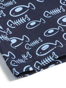 Herren Fischgrätenmuster Rundhals Kurzarm Lässig T-Shirt & Shorts Set mit Kordelzug Taille