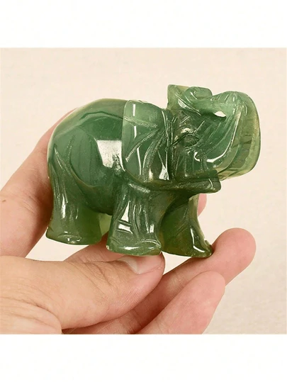 Lucky Elephant Jade Stone Fortune Feng Shui Statue Figurine Office Ornament Chakra Healing Stones Statue Decor Best Gifts Birthday Graduation