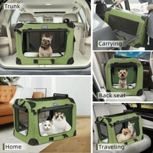 Petprsco Extra Large Cat Carrier For 2 Cats Small Medium Dogs, Soft Pet Carrier 24"X17"X17" For Traveling With Warm Blanket Foldable Bowl And Washable Pad, Indoor And Outdoor Uses - màu xanh lá - Xem 5