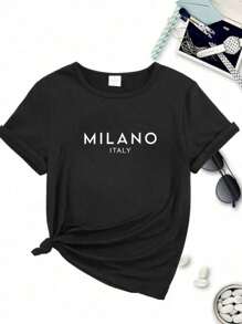 Shirt T-Shirt Women's Cotton Milano Italia - 黑色 - 查看 1