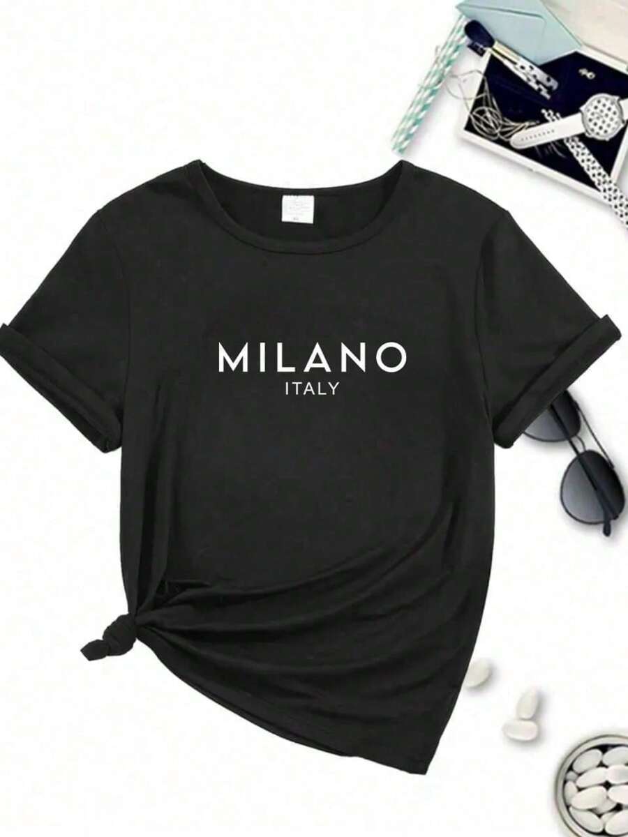 Shirt T-Shirt Women's Cotton Milano Italia - 黑色 - 查看 1
