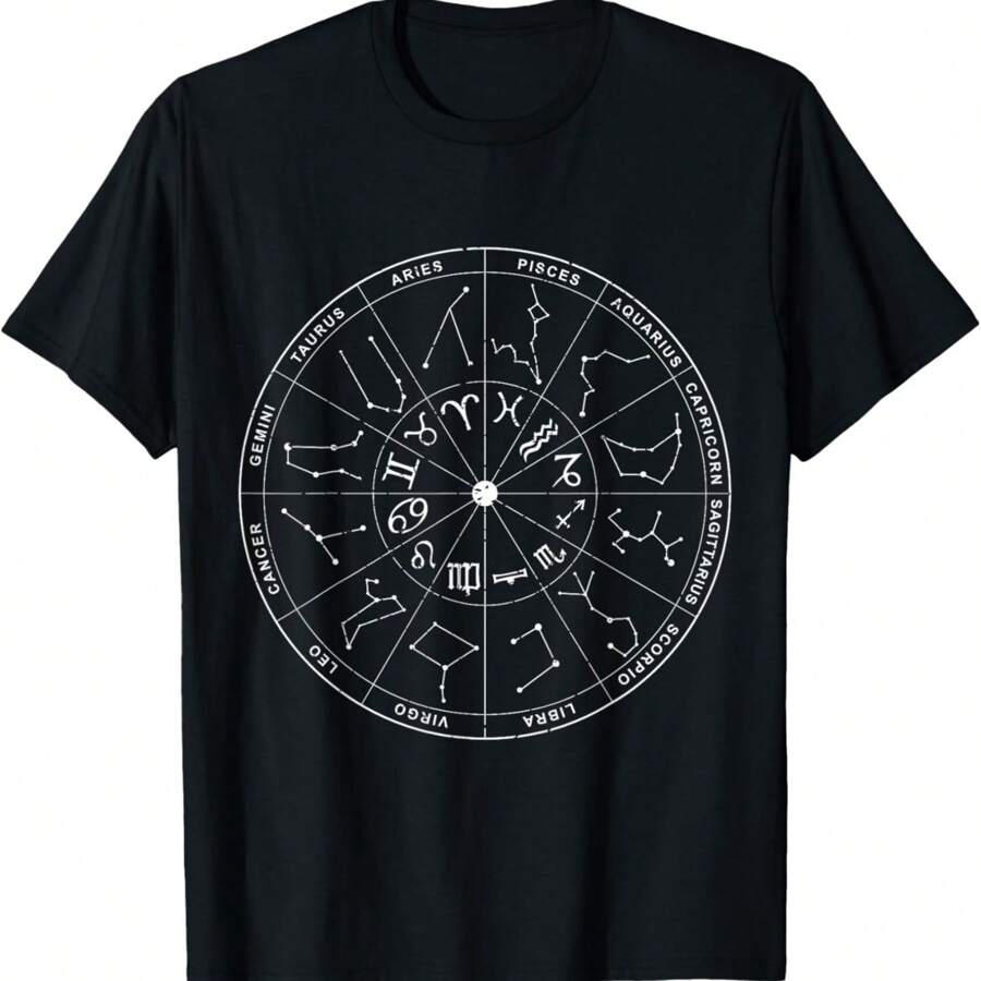 Constellation Shirt Vintage Retro Sky Map T-Shirts T-Shirt - Black - View 1