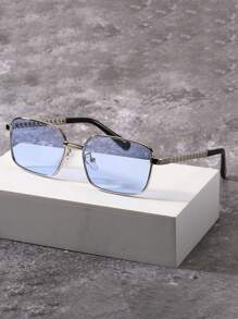 Augonstern 1pc Small Square Frame Decor Eyeglasses, European And American Style - Multicolor - View 14